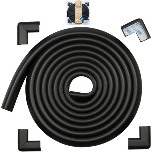 Roving Cove Edge and Corner Protector for Baby Proofing. Soft NBR Rubber Foam. Furniture and Fireplace Safety Corner Edge Bumper Guard, 3M Adhesive. Protect you and your loved ones from dangerous sharp edge and corners of fireplace, hearths, tables, desks, shelves, bed frames, and other furniture in your home.