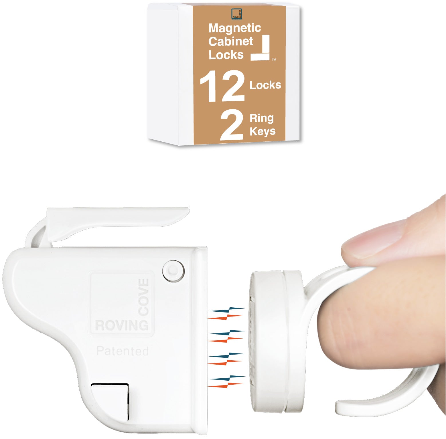 Roving Cove Magnetic Cabinet Drawer Lock for Child Safety, 12 Locks