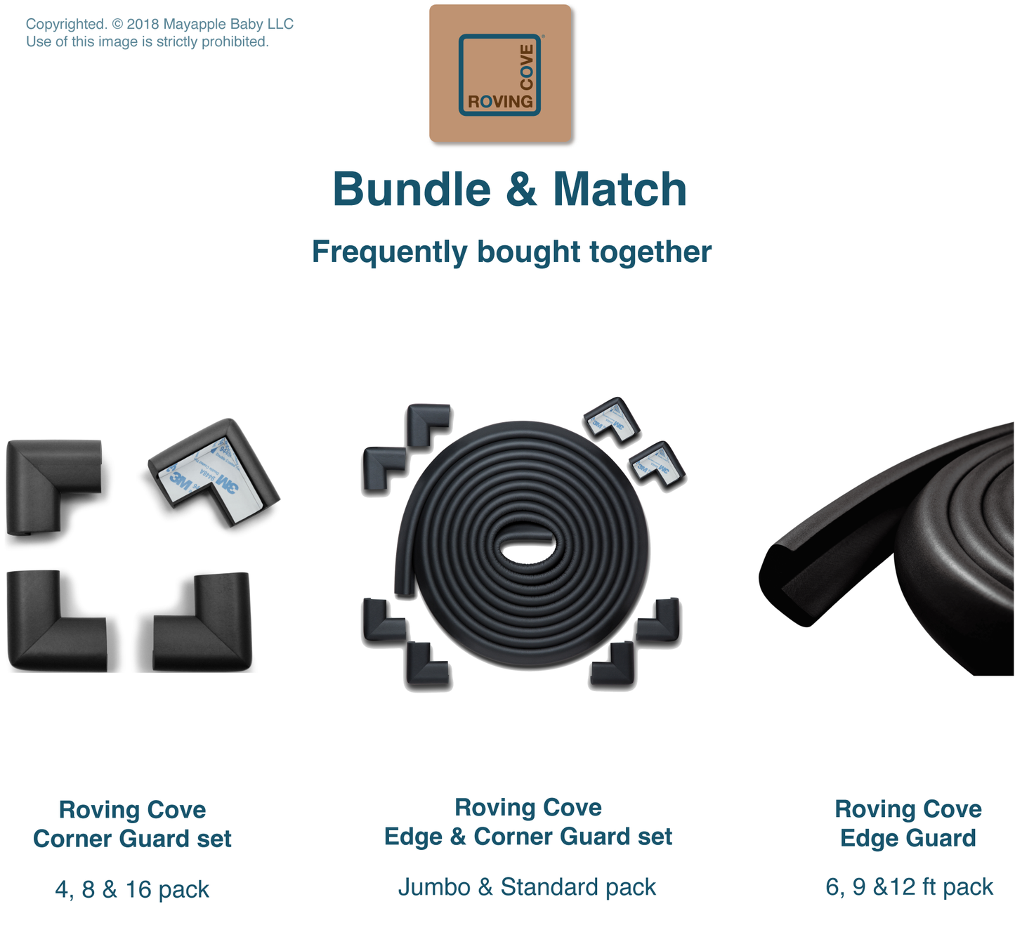 Roving Cove Edge and Corner Protector for Baby Proofing. Soft NBR Rubber Foam. Furniture and Fireplace Safety Corner Edge Bumper Guard, 3M Adhesive. Protect you and your loved ones from dangerous sharp edge and corners of fireplace, hearths, tables, desks, shelves, bed frames, and other furniture in your home.