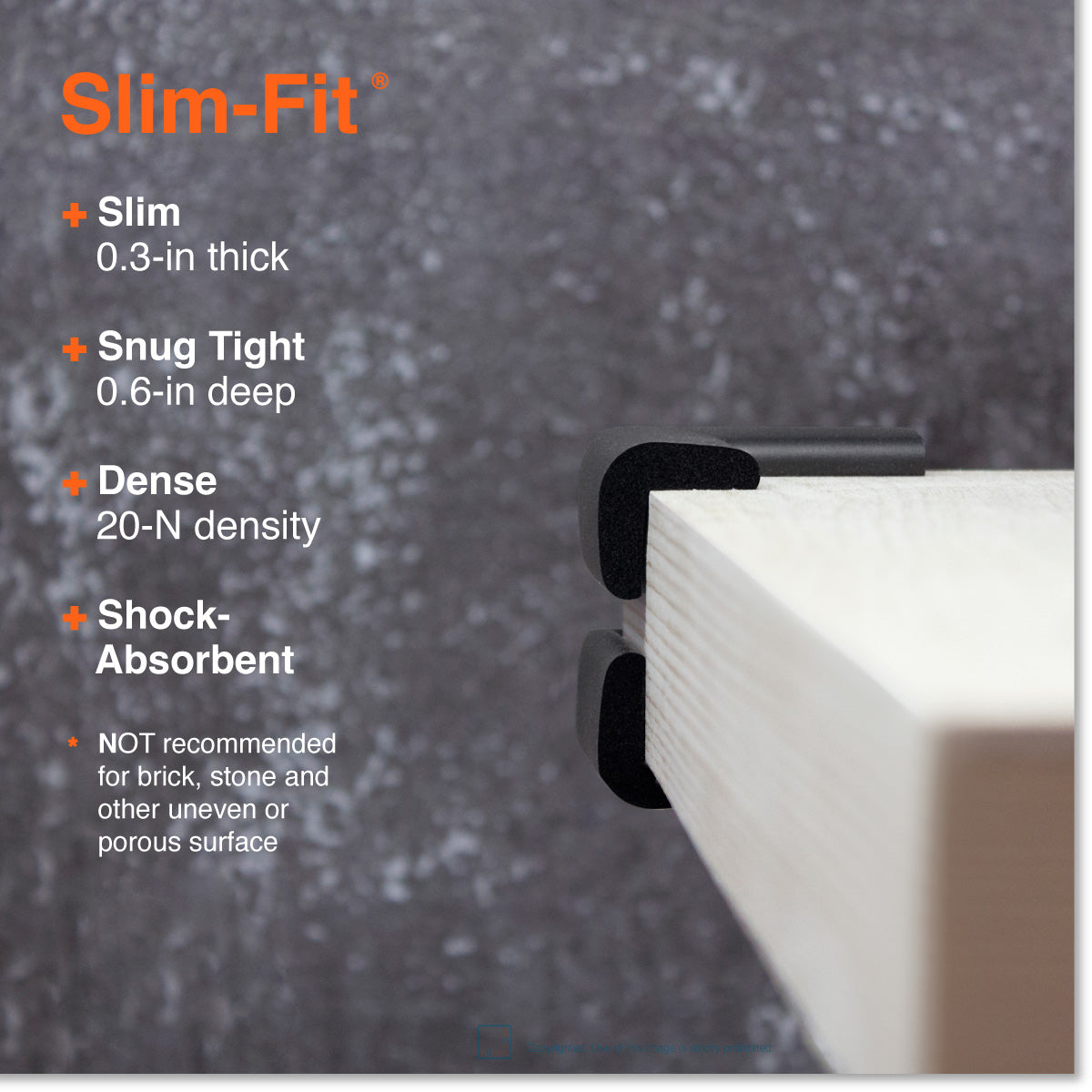 Roving Cove Corner Protector for Baby Proofing. Soft NBR Rubber Foam. Furniture and Fireplace Safety Corner Bumper Guard, 3M Adhesive Pre-taped. Protect you and your loved ones from dangerous sharp edge and corners of fireplace, hearths, tables, desks, shelves, bed frames, and other furniture in your home.