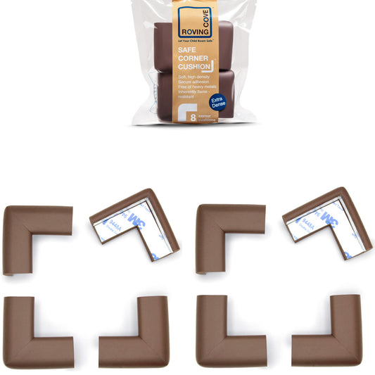 Roving Cove Corner Protector for Baby Proofing. Soft NBR Rubber Foam. Furniture and Fireplace Safety Corner Bumper Guard, 3M Adhesive Pre-taped. Protect you and your loved ones from dangerous sharp edge and corners of fireplace, hearths, tables, desks, shelves, bed frames, and other furniture in your home.