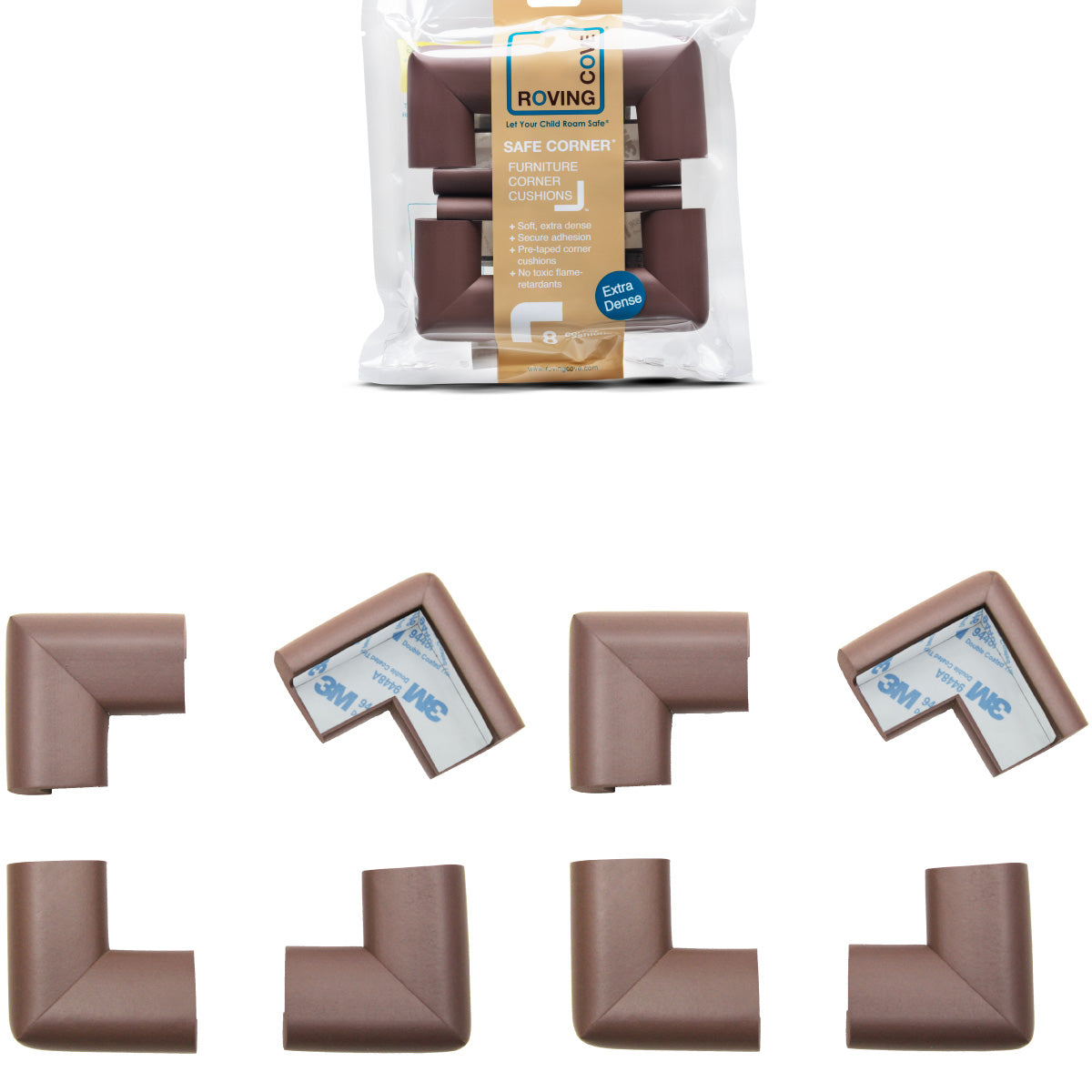 Roving Cove Corner Protector for Baby Proofing. Soft NBR Rubber Foam. Furniture and Fireplace Safety Corner Bumper Guard, 3M Adhesive Pre-taped. Protect you and your loved ones from dangerous sharp edge and corners of fireplace, hearths, tables, desks, shelves, bed frames, and other furniture in your home.