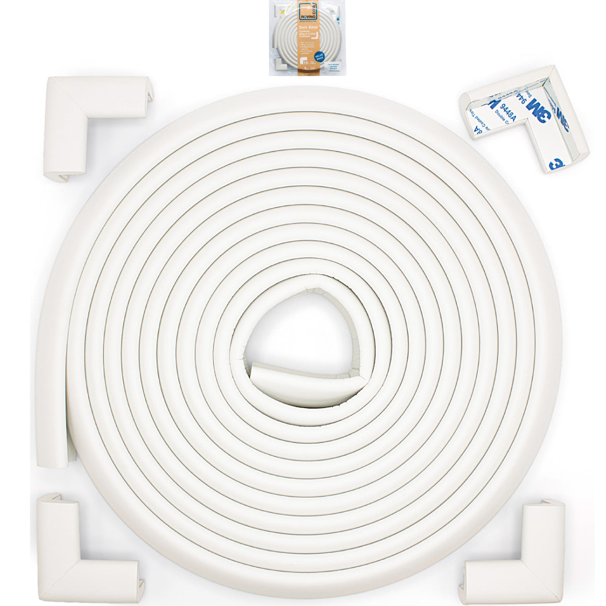 Roving Cove Edge and Corner Protector for Baby Proofing. Soft NBR Rubber Foam. Furniture and Fireplace Safety Corner Edge Bumper Guard, 3M Adhesive. Protect you and your loved ones from dangerous sharp edge and corners of fireplace, hearths, tables, desks, shelves, bed frames, and other furniture in your home.