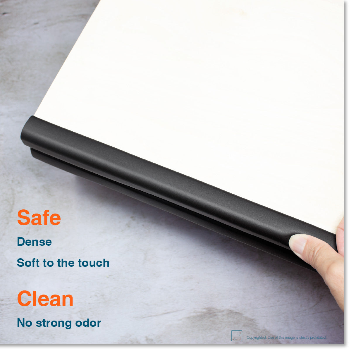 Roving Cove Edge and Corner Protector for Baby Proofing. Soft NBR Rubber Foam. Furniture and Fireplace Safety Corner Edge Bumper Guard, 3M Adhesive. Protect you and your loved ones from dangerous sharp edge and corners of fireplace, hearths, tables, desks, shelves, bed frames, and other furniture in your home.